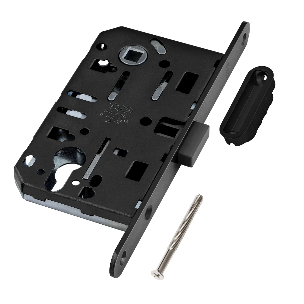 Фото B06103.50.93.640 Корпус врезного замка магнитный под цил. (черный) MEDIANA POLARIS с отв. пл. (скин)